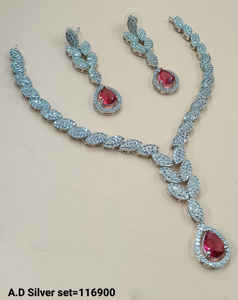 Ensemble de bijoux de mariée en diamant américain classique Collier et boucles d'oreilles en deux pièces pour mariage Style classique à la mode - Product Image 3