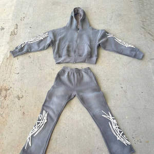 Promotion Wholesale Printed Solid <b>Men's</b> Winter Sweat Jogger Suits 100% Cotton Loose Fit Heavyweight Fleece Breathable Streetwear - Product Image 1