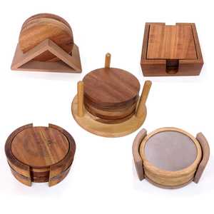 Sous-verres en bois avec motif carreaux méditerranéens, forme rectangulaire portable, impression numérique, artisanat écologique - Product Image 3