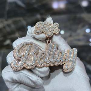 Rose Gold Plated 925 Silver Moissanite Iced Letter Pendant Necklace Personalized Alphabet Charm Unisex <b>Gift</b> for Party - Product Image 4