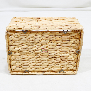 Cesta de Almacenamiento Rectangular de Jacinto de Agua Natural con Asas, Organizador Rústico Multiusos - Product Image 6