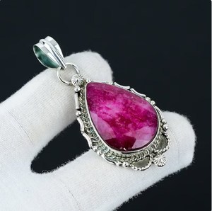 Wholesale Natural <b>Ruby</b> Pendant 925 Sterling Silver Handmade Pear Shape Gemstone Luxury Chains <b>Necklace</b> Unisex - Product Image 2