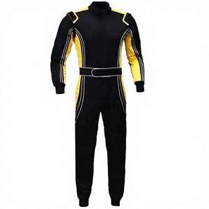 Traje de Carreras Estampado de Manga Larga Negro y Amarillo para Hombre, Ignífugo, Anti-UV, con Bloques de Color, Ropa de Motociclismo y Automovilismo para Adultos - Product Image 2