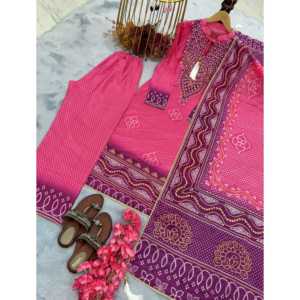 Ensemble haut, pantalon palazzo et dupatta en pure soie Chinon, en tissu chiffon pour tenue de soirée, une tenue élégante - Product Image 2