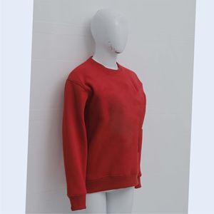 Sweat-shirt col rond rouge uni en molleton épais, tissu en coton durable, impression personnalisée, marque privée, vente en gros de sweats. - Product Image 4