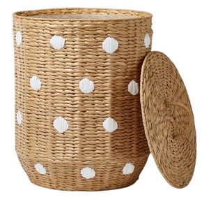 Water Hyacinth <b>Basket</b> with Lid Handmade Laundry <b>Storage</b> <b>Basket</b> for Clothes <b>Toys</b> Blanket Nursery Home Organization - Product Image 3