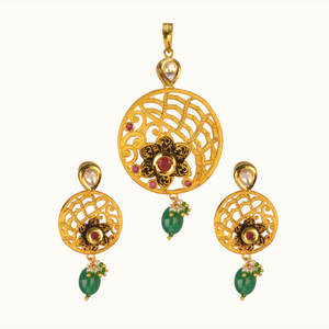 trendy jhumki with mehndi plated 8707 Orange - Product Image 2