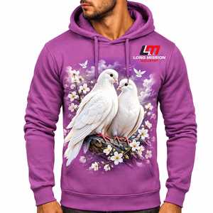 เสื้อฮู้ดดี้ผู้ชาย Long Mission Industry รุ่น White Doves ทรงลำลอง ใส่ได้ทุกวัน เหมาะสำหรับฤดูหนาว บริการ OEM ผ้าฟลีซ 100% คอตตอน ระบายอากาศได้ดี - Product Image 1