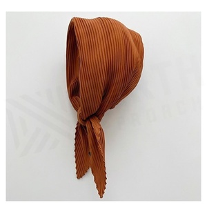 Pañuelo de Seda Cuadrado para Mujer, Color Sólido, Diseño Plisado, Accesorio de Moda Multifuncional para Todas las Temporadas - Product Image 3