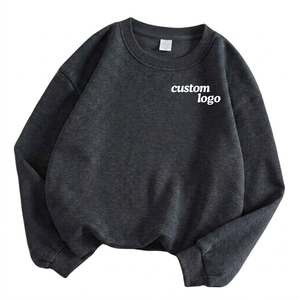 Sudadera personalizada para hombre, de algodón grueso, cuello redondo, holgada, lisa, sin estampado, estilo pullover, cálida para invierno, con forro polar. - Product Image 3