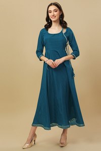Kurti largo de georgette del fabricante Rama con forro de crepé, estilo acampanado y ajustado, manga 3/4, completamente cosido, kurta de uso regular. - Product Image 6