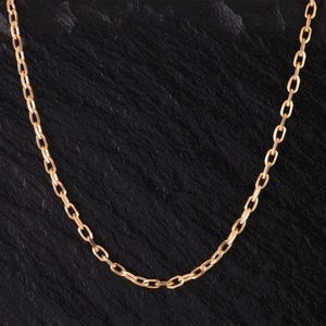 Gold Tone Elongated <b>Cable</b> <b>Link</b> Chain Necklace for Women Minimalist Everyday Jewelry - Product Image 1