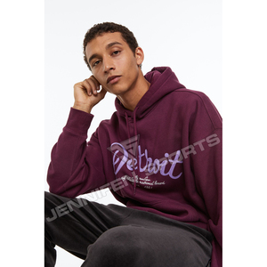 Sweat à capuche pour homme personnalisé, style streetwear hiver, en molleton 100% coton épais, coupe ample, avec patchwork, appliqué et broderie, respirant et à séchage rapide - Product Image 5