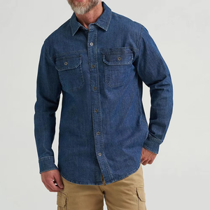 Camisa de Mezclilla Casual de Estilo Occidental para Hombre, con Bolsillos, Transpirable, Antiarrugas, Mangas Largas, Cuello Alto Vaquero, Invierno, 100% Algodón - Product Image 4