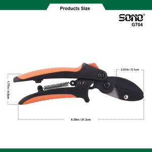 Tijeras de Podar Industriales Portátiles SONO G704 para Diestros, Mango de Aluminio, Empuñaduras Suaves Antideslizantes de TPR, Recubrimiento de PTFE, Carbono - Product Image 4