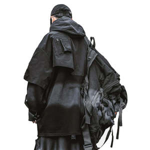เสื้อฮู้ดเทคแวร์ผู้ชาย สไตล์ไซเบอร์พังก์ สตรีทแวร์ แนวอเมริกัน ทหารยุทธวิธี สีดำ ทรงโอเวอร์ไซส์ ฟังก์ชั่นแนล นินจา พูลโอเวอร์ เสื้อแจ็คเก็ตอเนกประสงค์ - Product Image 2
