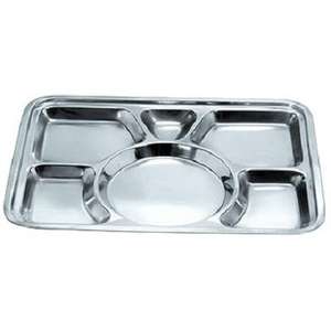 จานสแตนเลสทรงสี่เหลี่ยมผืนผ้าแบบแบ่งช่องหกช่อง รุ่น Bold Blossom สำหรับอาหารจานด่วน ปลอดภัยสำหรับเครื่องล้างจาน - Product Image 1