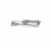 Bague pour femme Namivaa, design ondulé, zircone cubique, pavé rond, style minimaliste élégant, finition polie, pour un usage quotidien