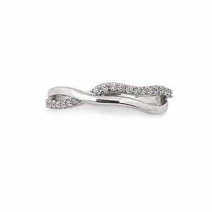925 Sterling <b>Silver</b> Womens <b>Wave</b> Design <b>Ring</b> with Cubic Zirconia Pave Elegant Minimalist Style High Polish Finish Daily Wear Wedd - Product Image 1