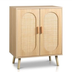 Moderno armadietto per scarpe in Rattan a doppia porta con ripiani regolabili per soggiorno camera da letto o corridoio - Product Image 6