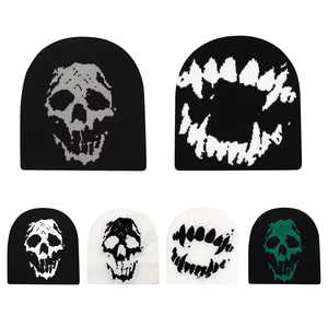 Design Your Own Unisex Skeleton Jacquard Beanie Hat Acrylic Knitted <b>Winter</b> <b>Cap</b> Punk Style Casual Adult Hat - Product Image 5