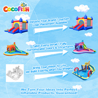 Château gonflable commercial COCOFISH avec double toboggan et piscine à balles, combo château gonflable pour enfants pour les fêtes et les parcs d'attractions