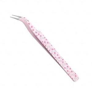 Pince à épiler pour cils à motif cœur rose, en acier inoxydable, pointe de précision - Product Image 2