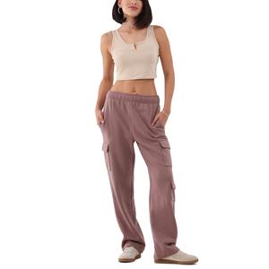 Pantalones cargo para mujer, pantalones deportivos casuales de cintura alta, pantalones de chándal de forro polar, pantalones holgados con bolsillos - Product Image 1