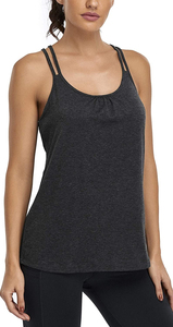 Top Deportivo de Yoga de Verano al por Mayor, con Cuello Redondo, Espalda Cruzada, Doble Raya, Tejido Transpirable de Jersey, para Gimnasio y Deportes - Product Image 4