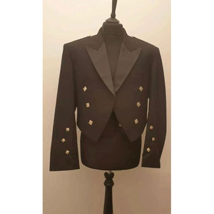 Blazer Prince Charlie noir 100 % laine pour homme avec gilet, tenue traditionnelle écossaise des Highlands - Product Image 1