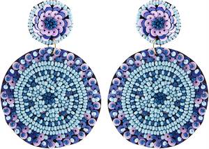Boucles d'oreilles ovales multicolores faites à la main, brodées de perles de rocaille, bijoux de mode pour la couture, Inde, Saint-Valentin, mariage - Product Image 3