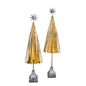Perfect for Festival Iron Metal Set Of 2 Gold Finished <b>Led</b> <b>Lighting</b> Decoration Handmade Cone Shaped Home - Product Image 1