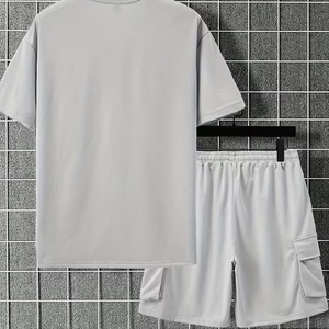 Men Casual Summer Outfit Manufacturer 2 Piece Cargo Shorts T Shirt OEM Bulk Supply - Product Image 3