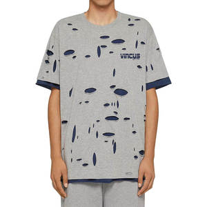wholesale <b>top</b> best New Design <b>Distressed</b> Custom Streetwear Oversized Knitted 100% Cotton Loose Fit T-Shirt for Women & Men - Product Image 2