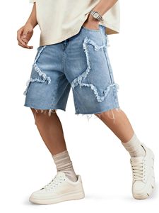 Pantalones Cortos de Mezclilla Vintage para Hombre, Cintura Alta, Rotos, Estilo Casual Urbano, 100% Algodón - Product Image 3