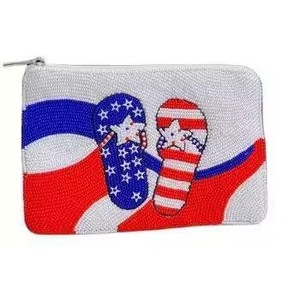 Monedero de cuentas hecho a mano de diseño naranja, bolsa bordada con logotipo personalizado, monedero de cuentas de semillas coloridas, colores y tamaños personalizados - Product Image 3