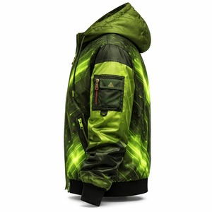 Nueva Chaqueta Bomber con Capucha de Lona Personalizada, Ropa Técnica Unisex, Venta al Por Mayor Directa de Fábrica, OEM, Cortavientos Urbano - Product Image 3