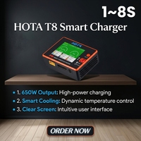 Chargeur intelligent HOTA T8 650W 22A 1-8S LiPo DC 35V avec testeur de signal PWM PPM SBUS et chargeur de poche pour drone FPV et avion RC