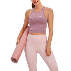 Top de yoga para mujer de material liso de secado rápido, ropa de entrenamiento de yoga para verano, top de yoga para mujer - Product Image 4