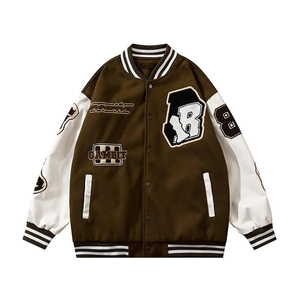 Clothing Manufacturers Custom PU Leather Sleeve Streetwear Letterman Varsity <b>Jacket</b> for <b>Men</b> Custom Logo Unisex Varsity <b>Jackets</b> - Product Image 1
