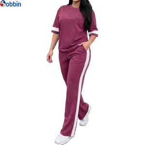 Ensemble de survêtement décontracté pour femme, haute qualité, coupe régulière, manches courtes, taille élastique, streetwear d'été, 2 pièces - Product Image 3