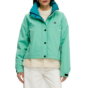 Chaqueta cortavientos personalizada para mujer, impermeable, con botones a presión, para exteriores, chaqueta impermeable de softshell para hombre - Product Image 1