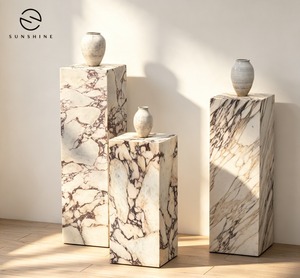 แท่นหินอ่อนทรงสี่เหลี่ยมผืนผ้า Sunshine Marble สำหรับตกแต่งบ้านสไตล์มินิมอล ตั้งพื้น โชว์งานศิลปะ บรรจุภัณฑ์ชิ้นเดียว - Product Image 1