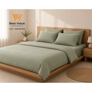 Sábana Ajustable de Poliéster de Alta Calidad, 300 Hilos, Suave, 72x48x13 Pulgadas, Tamaño King/Twin, Diseño Sólido, para Hogar, Hotel, Spa - Product Image 1