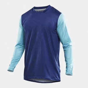 เสื้อจักรยานแขนยาว 100% โพลีเอสเตอร์ สีน้ำเงินและสีเขียวอมฟ้า ระบายอากาศได้ดี เสื้อผ้าสำหรับปั่นจักรยานผู้ชาย ชุดปั่นจักรยานสำหรับฤดูร้อน - Product Image 1