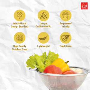 Multi Functional SS Colander <b>Mesh</b> <b>Basket</b> Silver Vegetables and Fruit Strainer Bowl Kitchen Use - Product Image 3