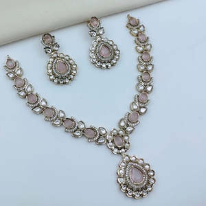 <b>Gold</b> Plated American Diamond Necklace <b>Set</b> for Women-Fine Bridal Jewelry with <b>Earrings</b> - Product Image 2