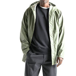 Veste imperméable à capuche pour homme, vêtements décontractés pour l'extérieur, coque en polyester, fermeture éclair, style automne, vert - Product Image 5