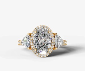 Anillo de Compromiso, Boda o Promesa de Lujo con Moissanita de Corte Ovalado, Plata de Ley 925, Chapado en Oro de 14K, Engaste de Garras, Certificado - Product Image 1