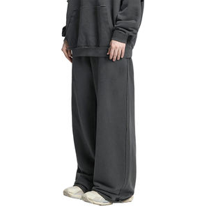 Pantalones Deportivos Casuales con Estampado Personalizado, Pierna Ancha, 100% Algodón, Corte Recto, para Hombres y Mujeres, Estilo Universitario - Product Image 2